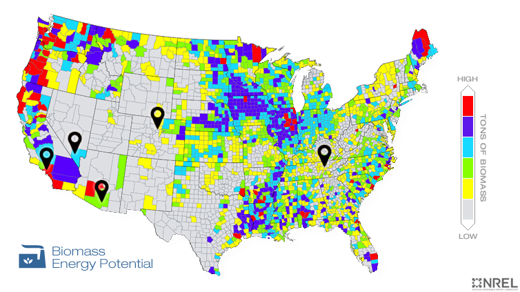 US Potential Map for biomass energy